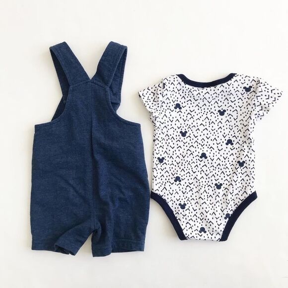 Disney baby Mickey Mouse Shortalls set EUC 3-6m - Picture 6 of 6